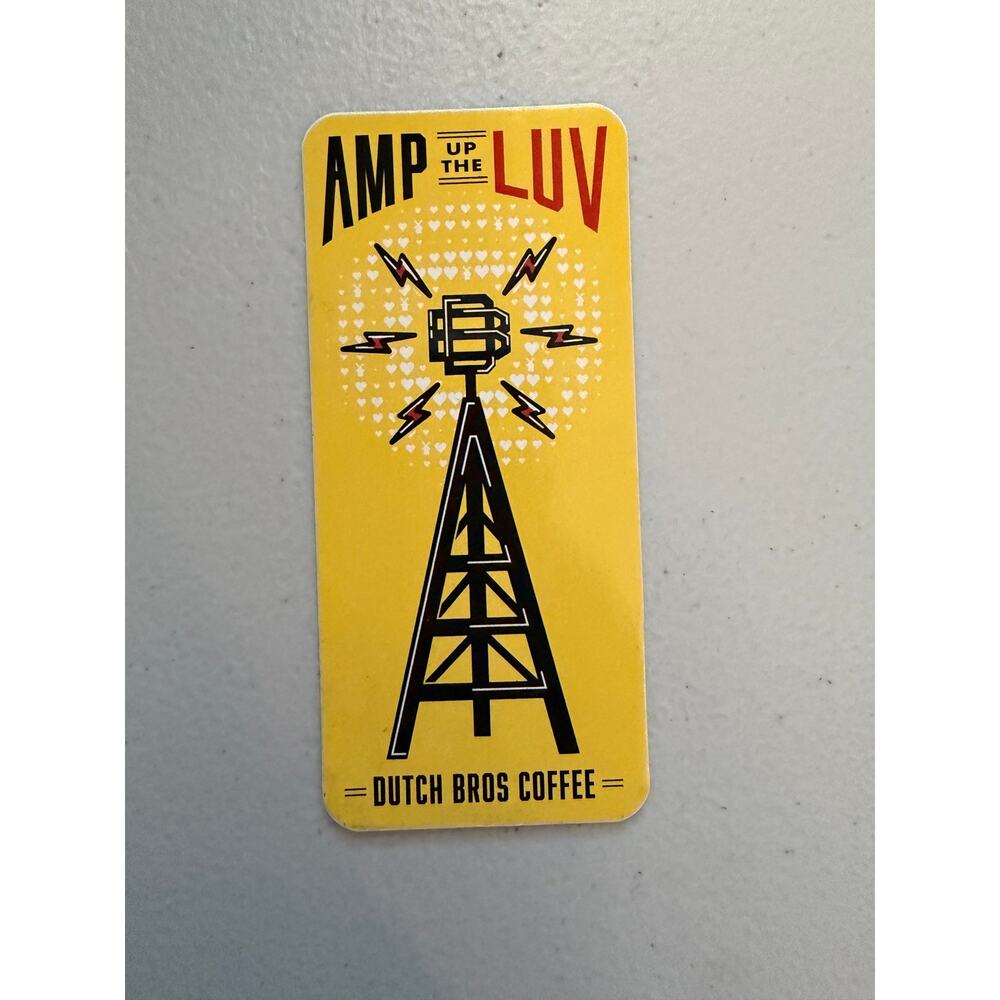 Dutch Bros Coffee "Amp Up The Luv" sticker from February 2020.